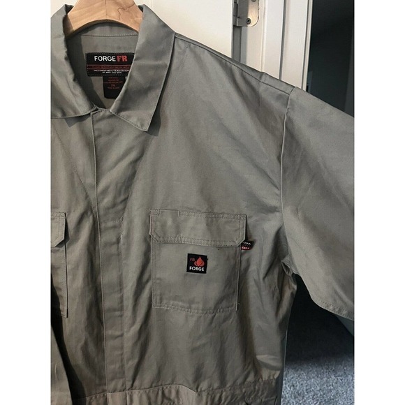 Forge FR Mens Fire Resistant Coveralls Gray Elastic Waist Full Zip Snap 3XL NEW - Picture 7 of 16